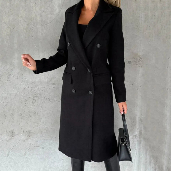 Drune | Damen Langer Trenchcoat mit Doppelknöpfen und Langen Ärmeln