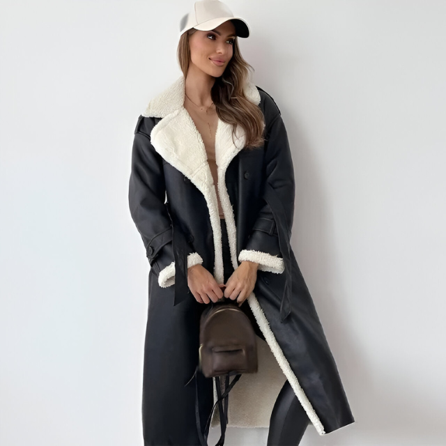 Drune | Elegante Winterjacke aus PU-Leder mit Fleecefutter