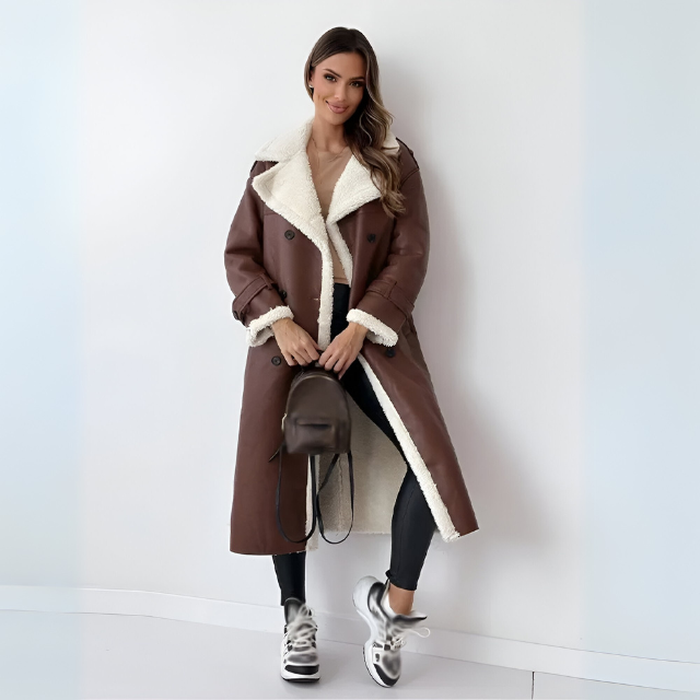 Drune | Elegante Winterjacke aus PU-Leder mit Fleecefutter