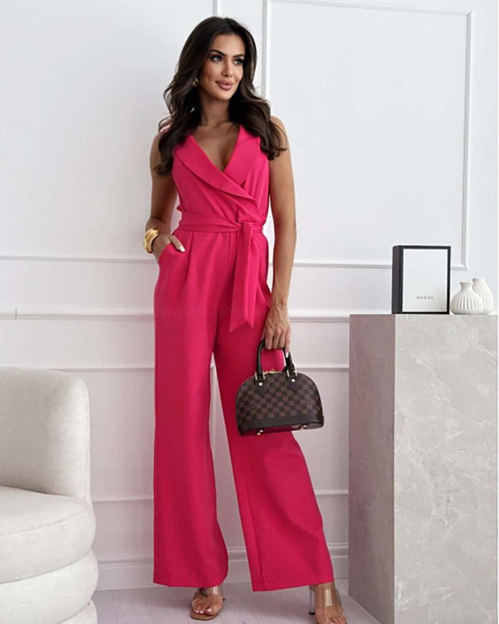 Drune | Jumpsuit ärmellos V Ausschnitt weit geschnittener Jumpsuit Damenbekleidung