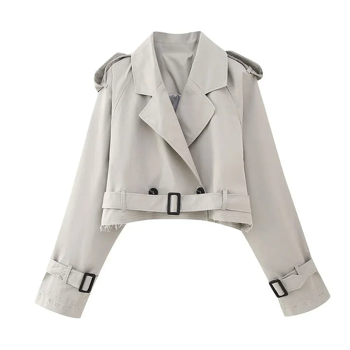 Drune | Elegante Damen Cropped Jacke mit Gürtel