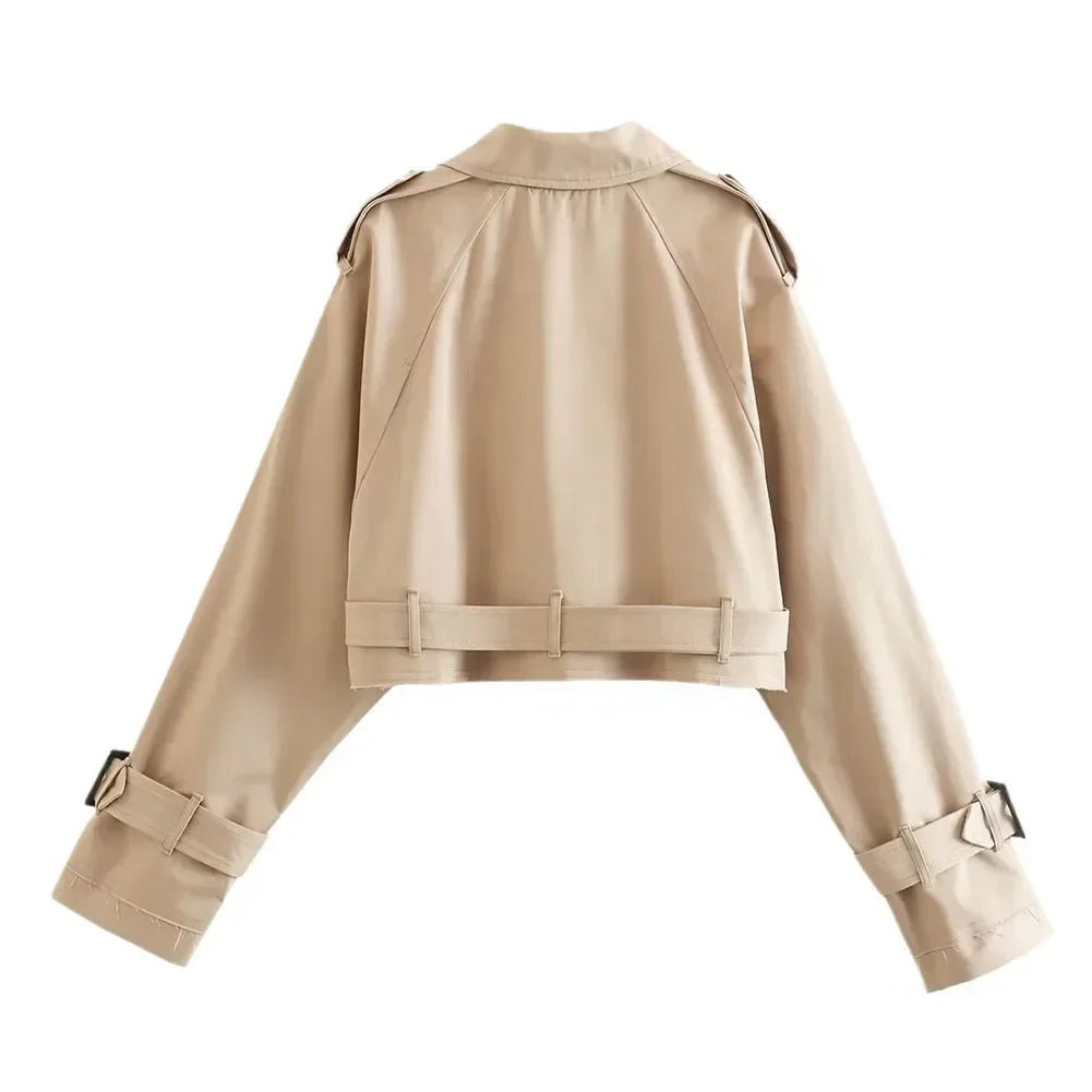 Drune | Elegante Damen Cropped Jacke mit Gürtel