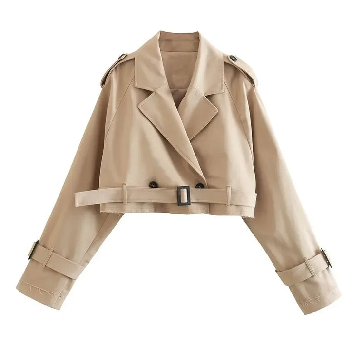 Drune | Damen Cropped Jacke mit Gürtel