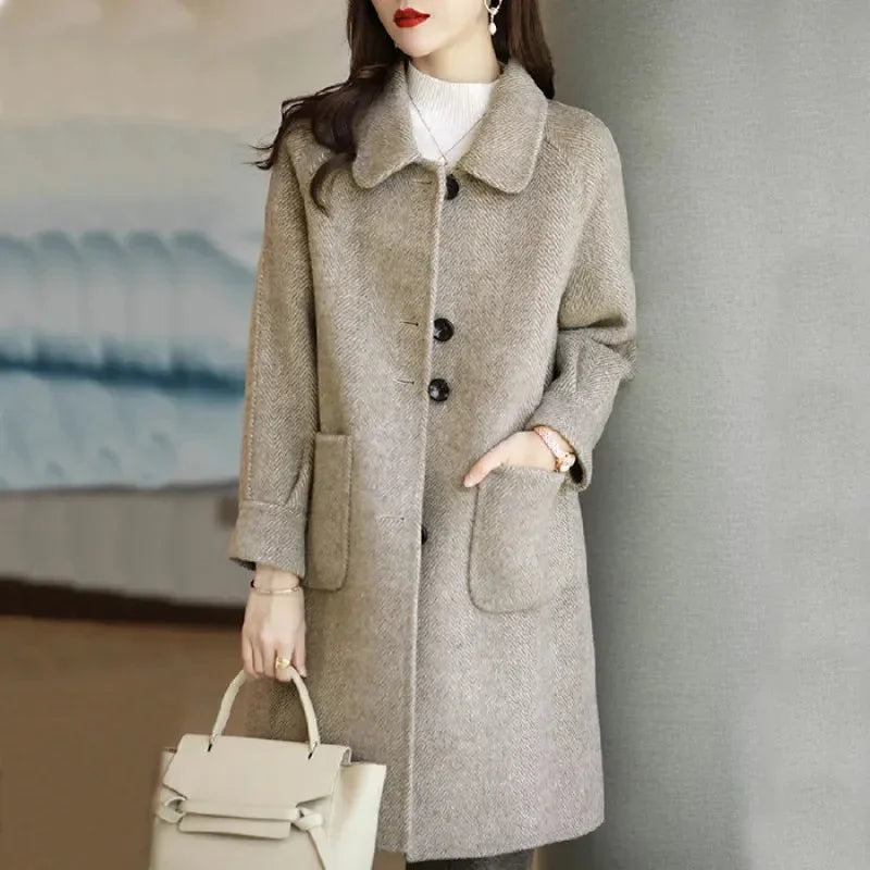 Drune | Eleganter Wollmantel Damen im Koreanischen Stil
