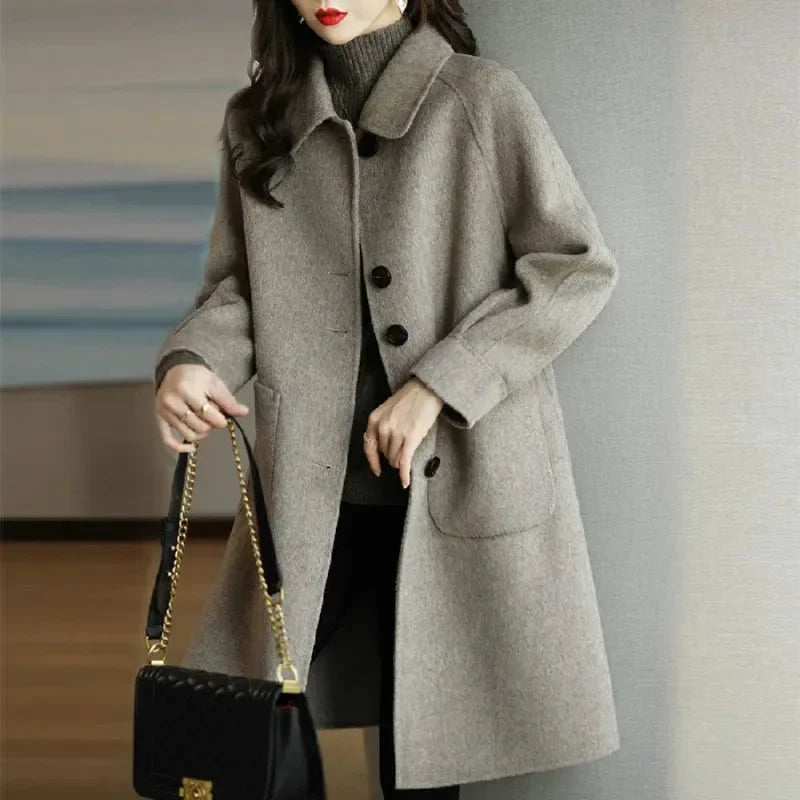 Drune | Eleganter Wollmantel Damen im Koreanischen Stil
