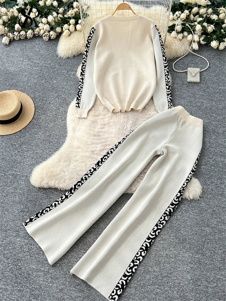 Drune | Elegantes Damen Strickset mit Pullover und Weitbein-Hosen