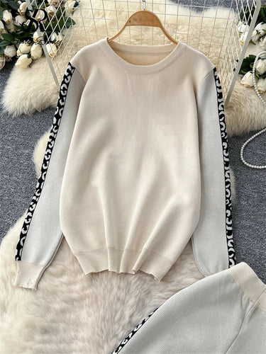 Drune | Elegantes Damen Strickset mit Pullover und Weitbein-Hosen