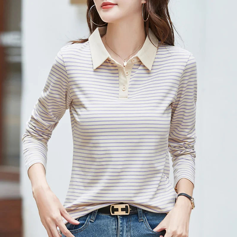 Drune | Langarm-Poloshirt Damen aus Baumwolle