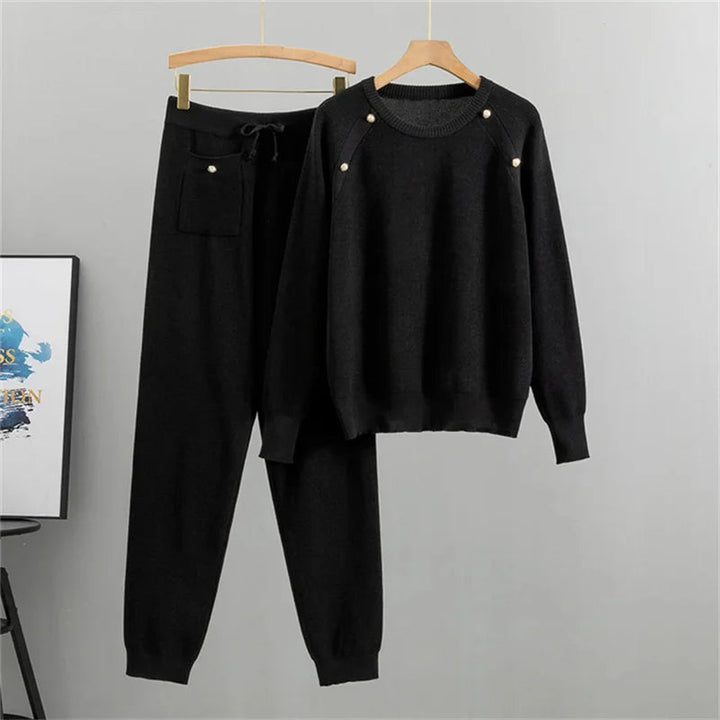 Drune | Strick-Loungewear Set mit Perlenakzenten