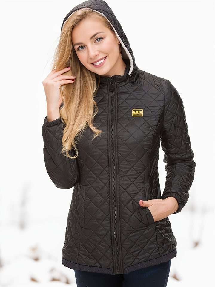 Drune | Damen kurze wattierte Winterjacke mit Kapuze und Fleece-Futter