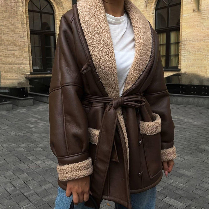 Drune | Leder Winterjacke mit Fellfutter für Frauen