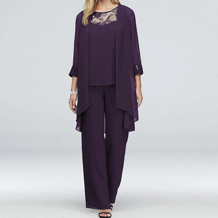 Drune | Overall 3 Teile Set Elegante Jacke & Spitze Oben Lockere Passform