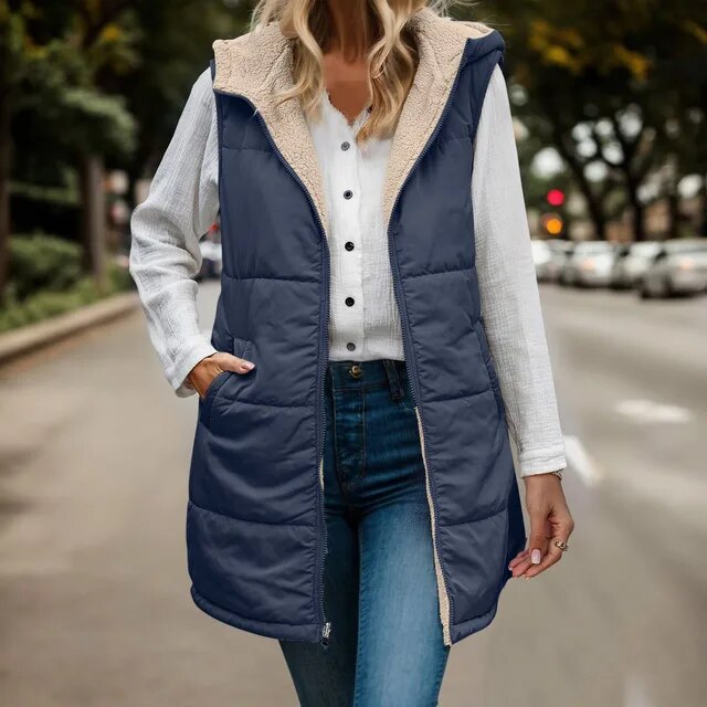 Drune | Damen Weste mit Fleece und Kapuze