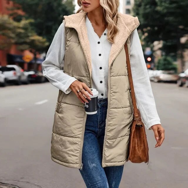 Drune | Damen Weste mit Fleece und Kapuze