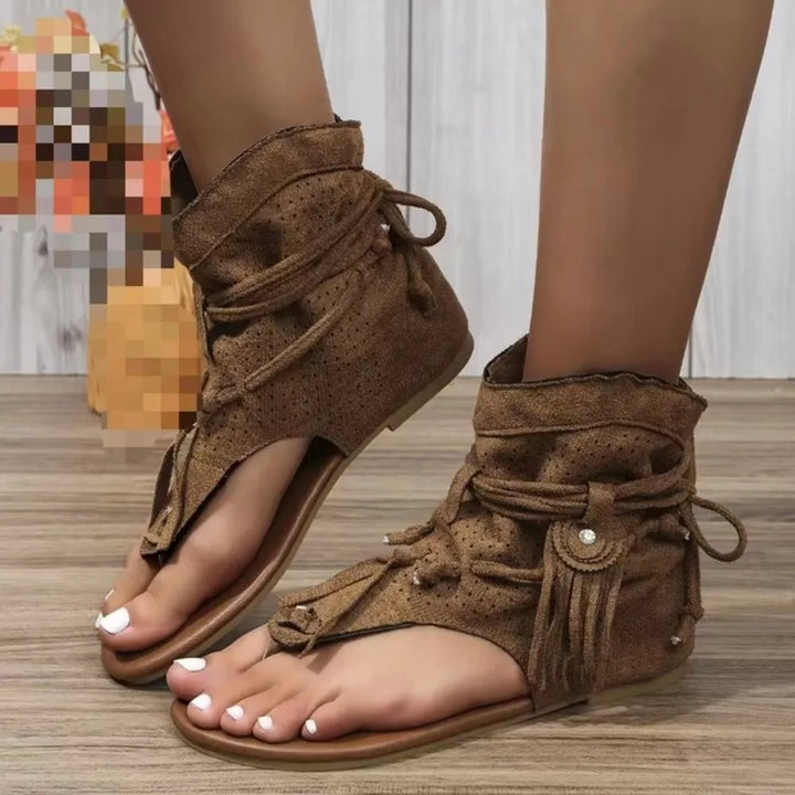 Drune | Retro Vintage Wildleder Frauen Sandalen