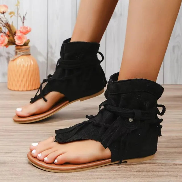 Drune | Retro Vintage Wildleder Frauen Sandalen