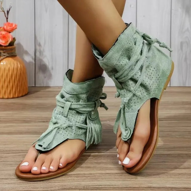 Drune | Retro Vintage Wildleder Frauen Sandalen