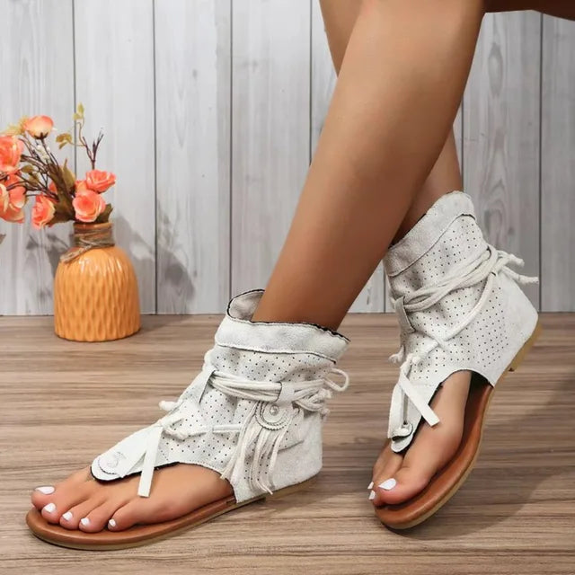 Drune | Retro Vintage Wildleder Frauen Sandalen