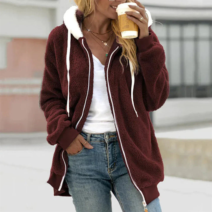 Drune | Damen Plüschjacke mit Kapuze
