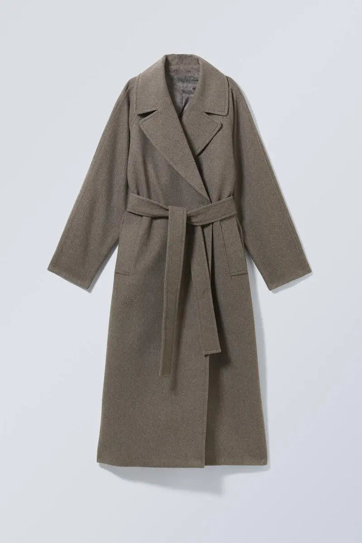 Drune | Damen Lange Oversized Wolljacke mit Breitem Revers und Minimalistischem Design