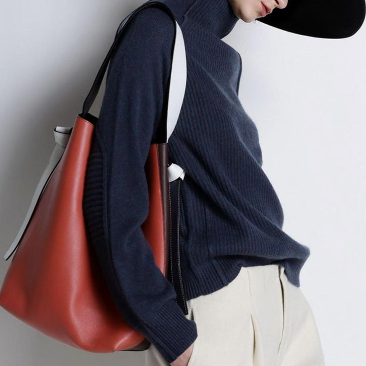 Drune | Rollkragenpullover Weiche Wolle Lockere Passform Lange Ärmel