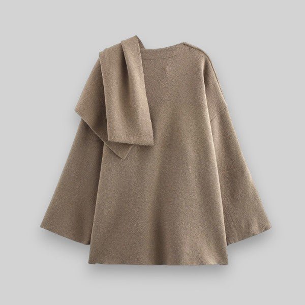 Drune | Asymmetrischer Strick-Poncho - Elegantes Schichtstück - Weiche Wollmischung - Gemütlicher Chic