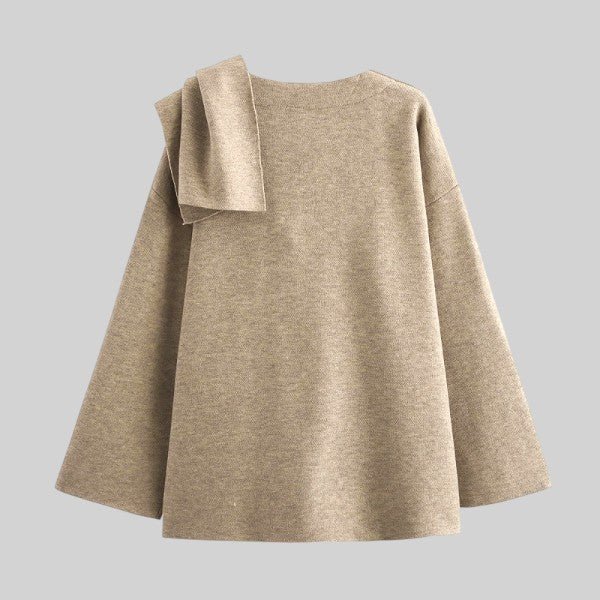 Drune | Asymmetrischer Strick-Poncho - Elegantes Schichtstück - Weiche Wollmischung - Gemütlicher Chic