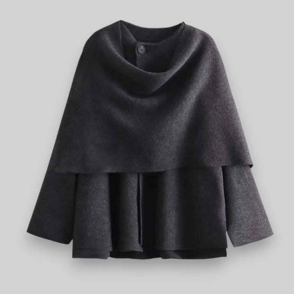Drune | Asymmetrischer Strick-Poncho - Elegantes Schichtstück - Weiche Wollmischung - Gemütlicher Chic