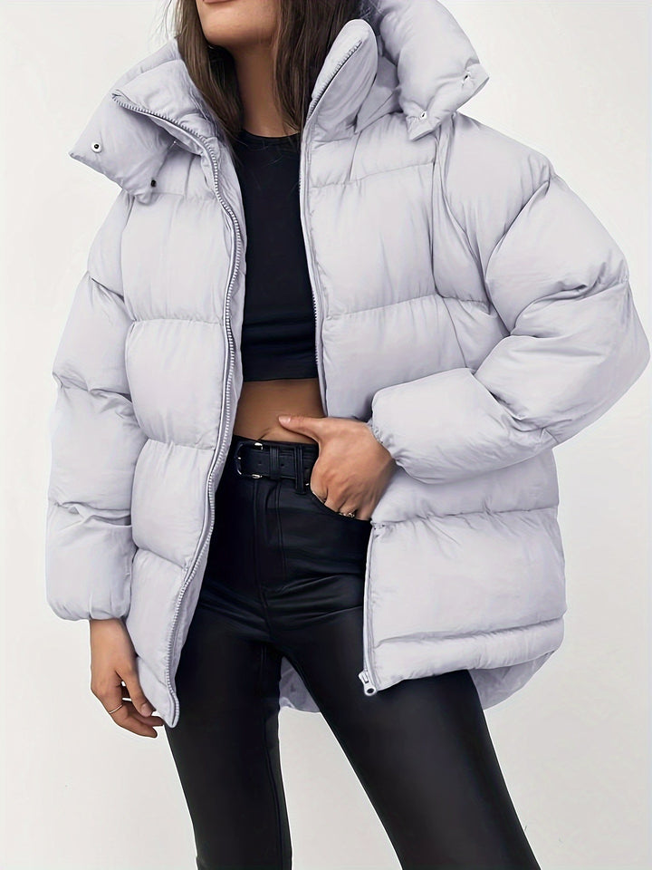 Drune | Damen kurze schwarze Pufferjacke mit warmer Isolierung