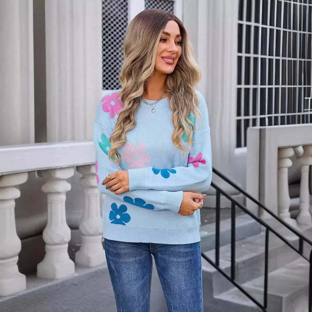 Drune | Lässiger Blumengehäkelter Pullover