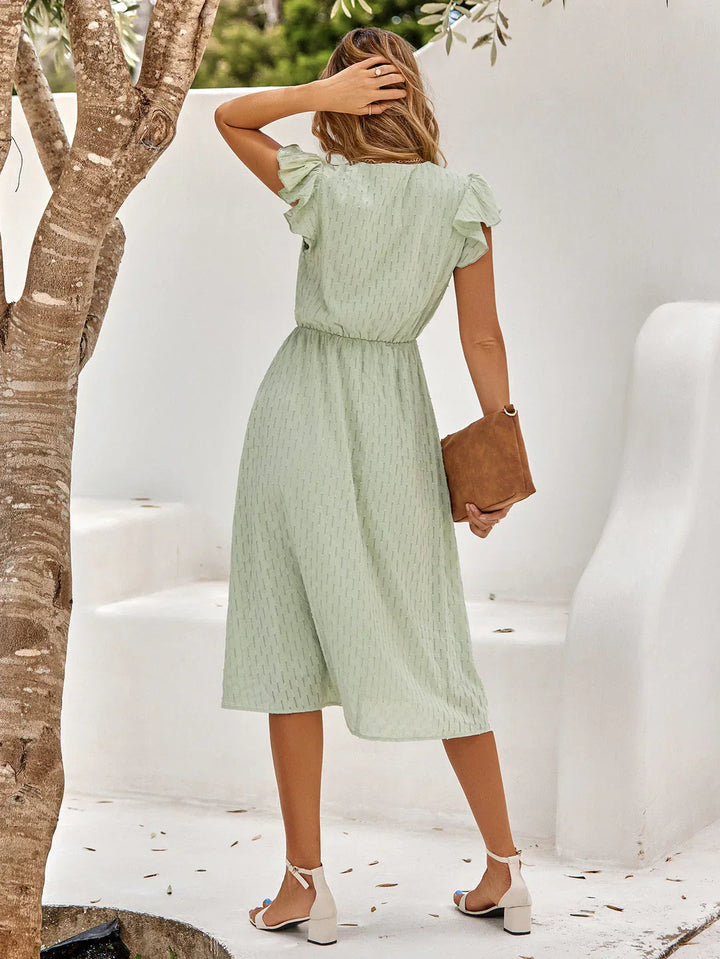 Drune | Elegantes Baumwollkleid mit Flatternden Ärmel