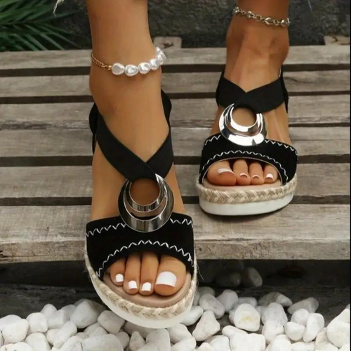 Drune | Sandalen, Plateau, elastischer Riemen, Keilsandalen, Schuhe für den Sommer
