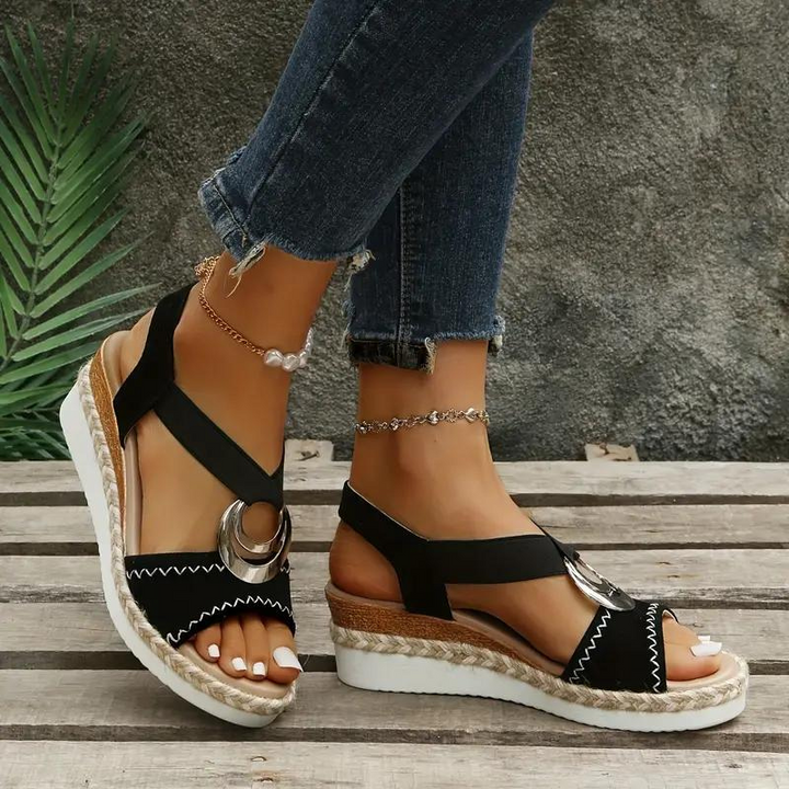 Drune | Sandalen, Plateau, elastischer Riemen, Keilsandalen, Schuhe für den Sommer