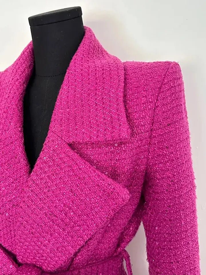 Drune | Wollmischung Mantel - Longline Design - Lebhaftes Pink - Elegante Oberbekleidung
