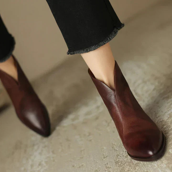 Drune | Damenstiefelette Aus Leder mit Blockabsatz
