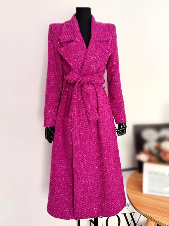 Drune | Wollmischung Mantel - Longline Design - Lebhaftes Pink - Elegante Oberbekleidung