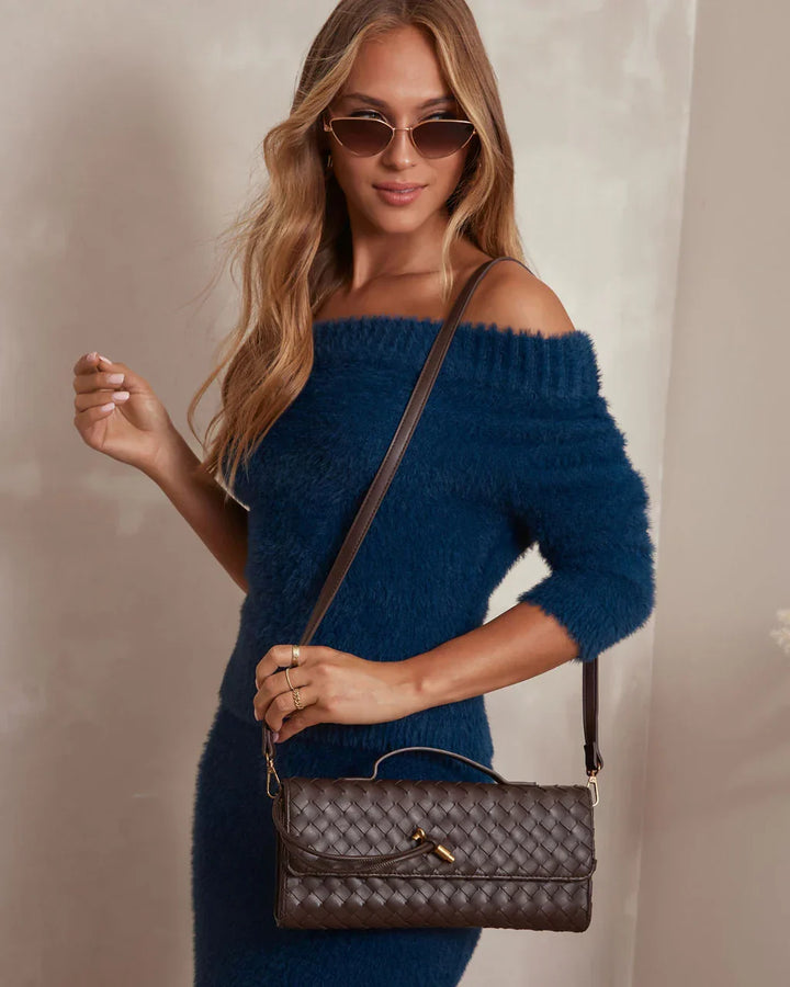Drune | Kaffee Damen Handtasche mit Geflochtenem Design