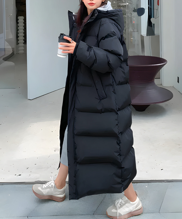 Drune | Lange Daunenjacke Mit Fester Kapuze Für Frauen