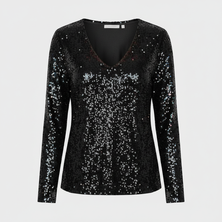 Glitzernde Party Eleganz V Ausschnitt Top Damen | Drune