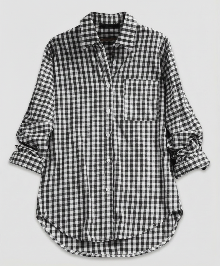 Damen Kariertes Hemd Oversize Drune