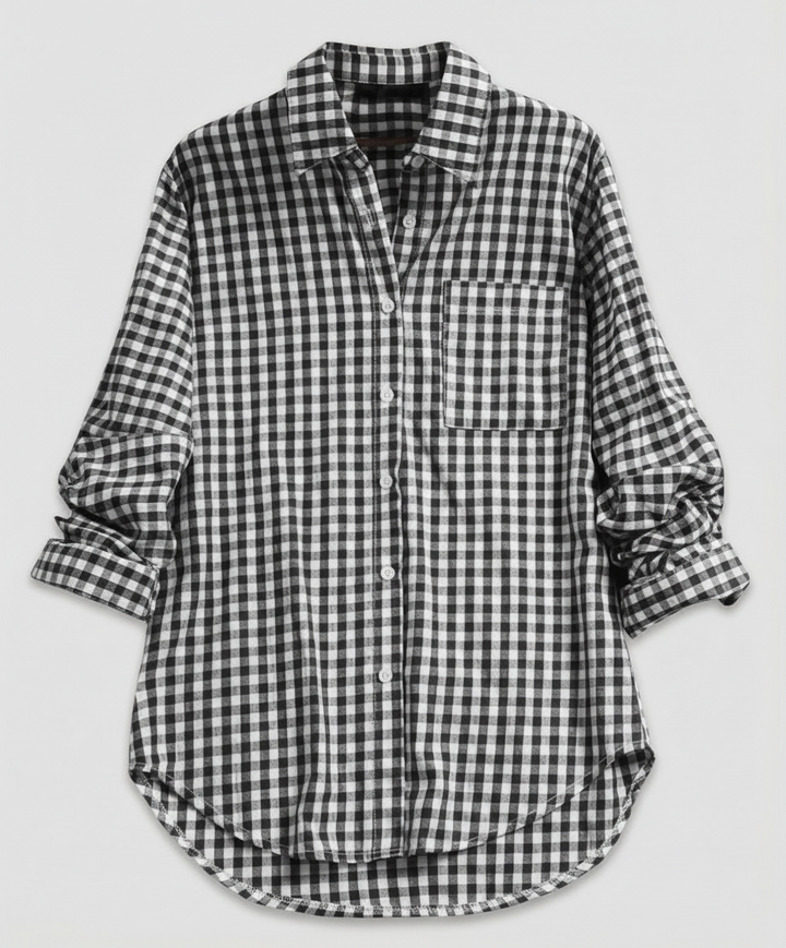 Damen Kariertes Hemd Oversize Drune