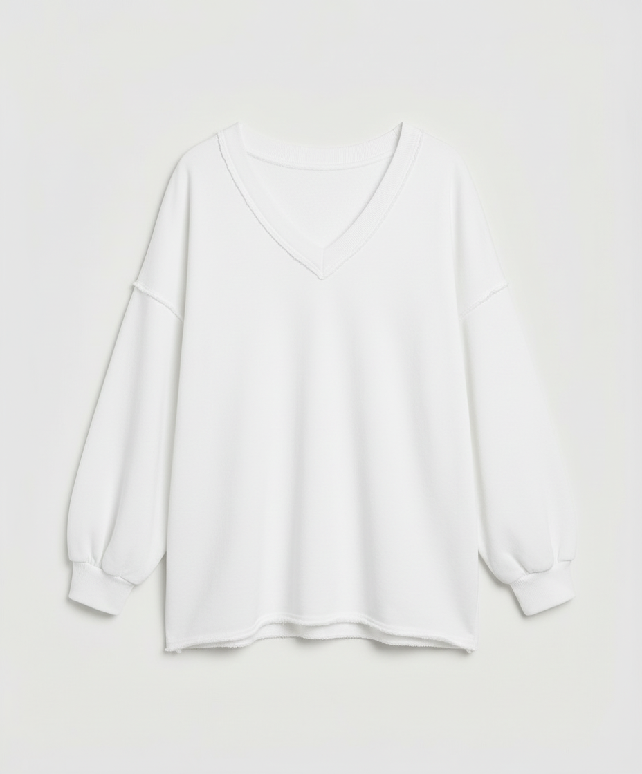 Oversized Damen V-Ausschnitt Sweatshirt | Drune