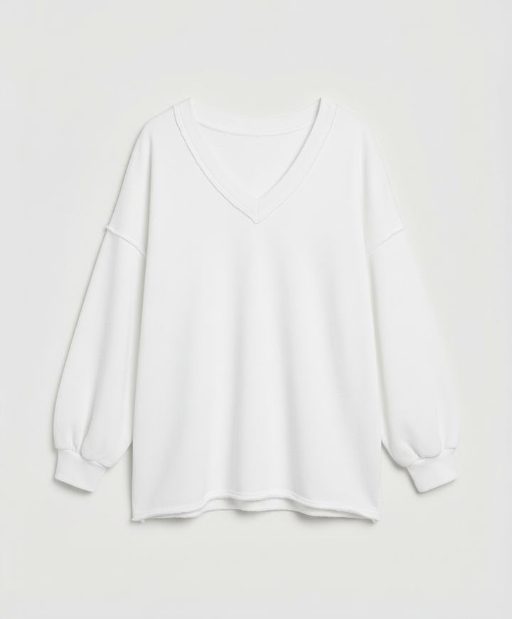 Oversized Damen V-Ausschnitt Sweatshirt | Drune