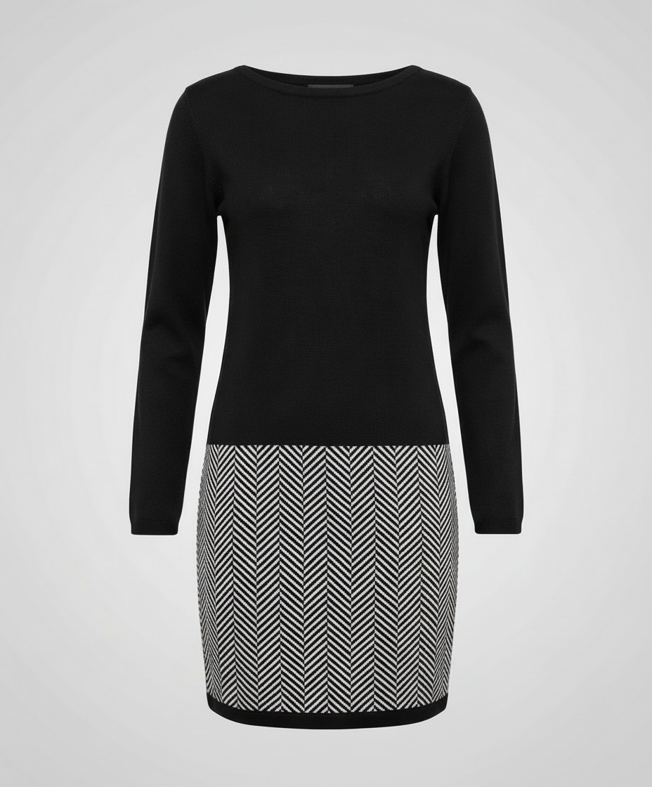 Schickes Hahnentritt Kleid Damen Drune