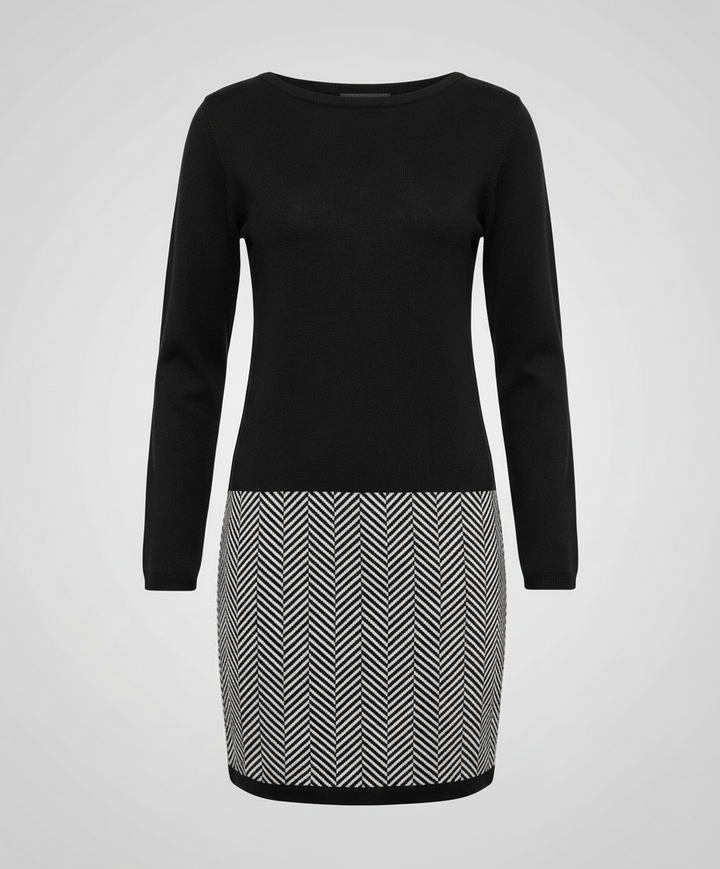 Schickes Hahnentritt Kleid Damen Drune