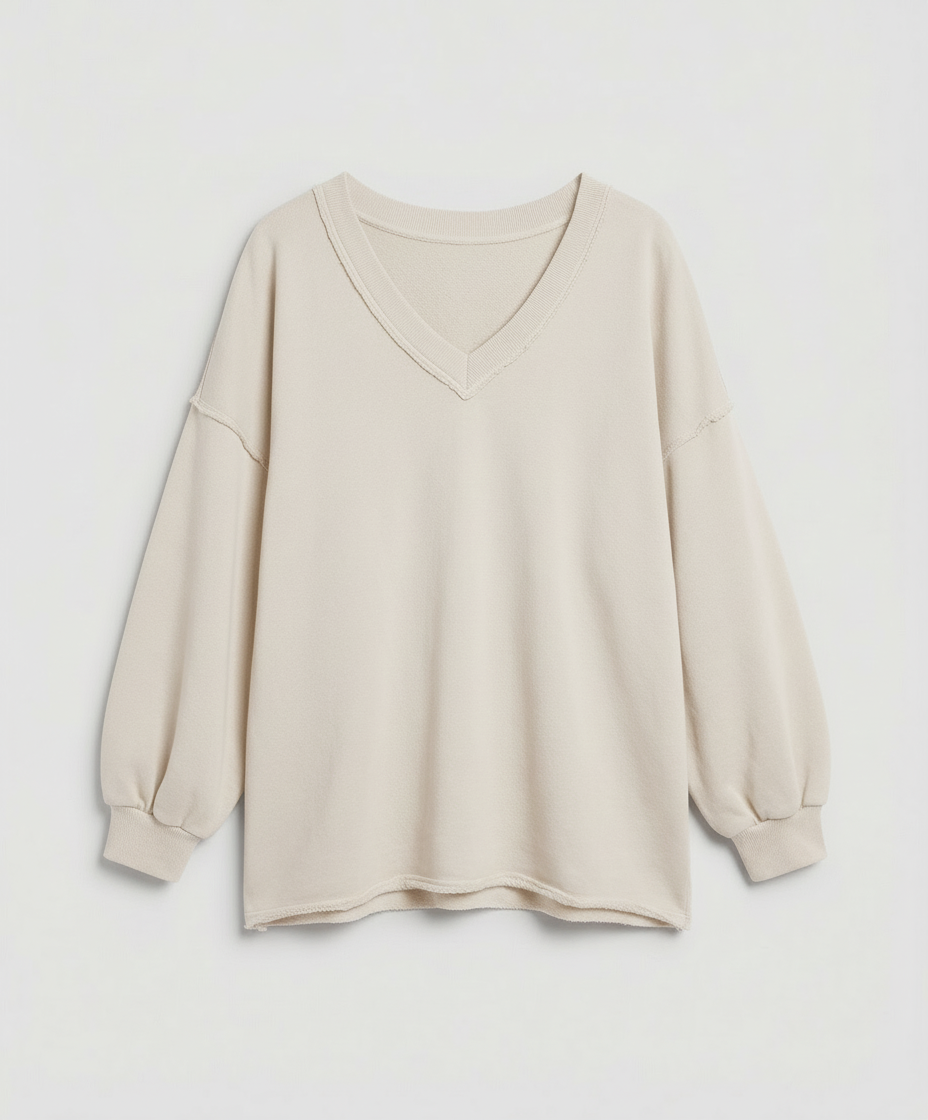 Oversized Damen V-Ausschnitt Sweatshirt | Drune