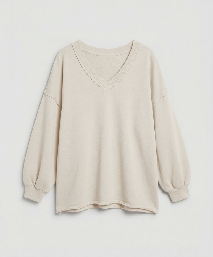 Oversized Damen V-Ausschnitt Sweatshirt | Drune