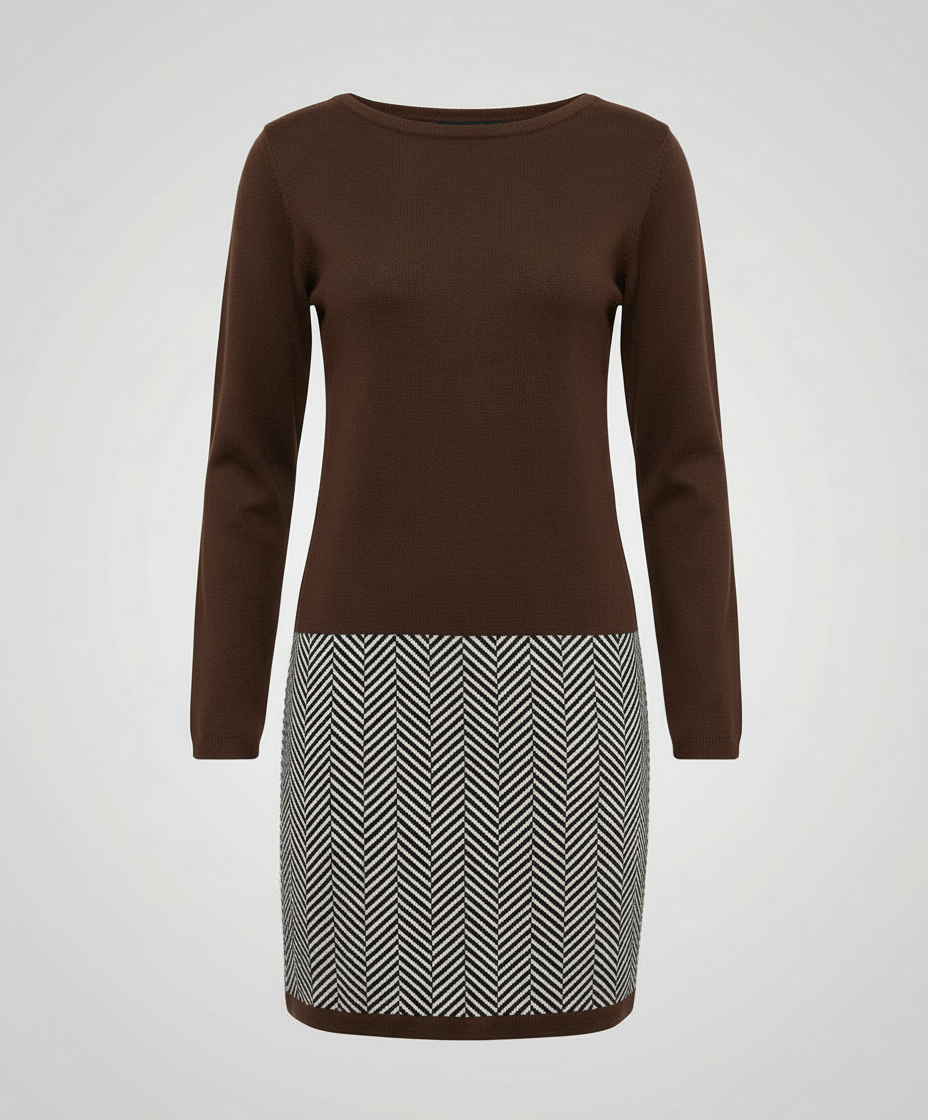 Schickes Hahnentritt Kleid Damen Drune