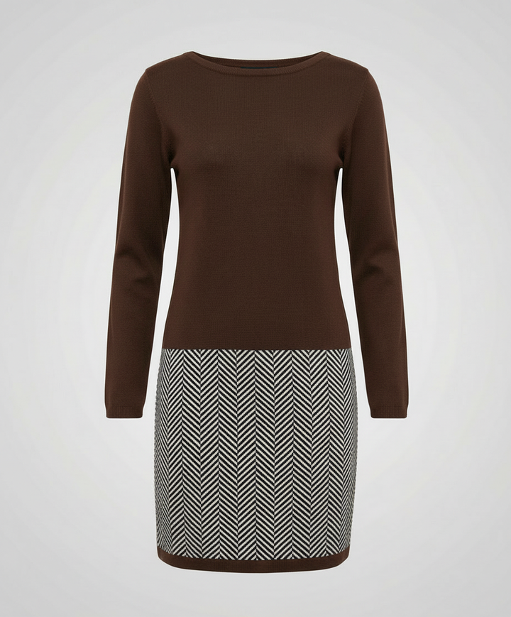 Schickes Hahnentritt Kleid Damen Drune
