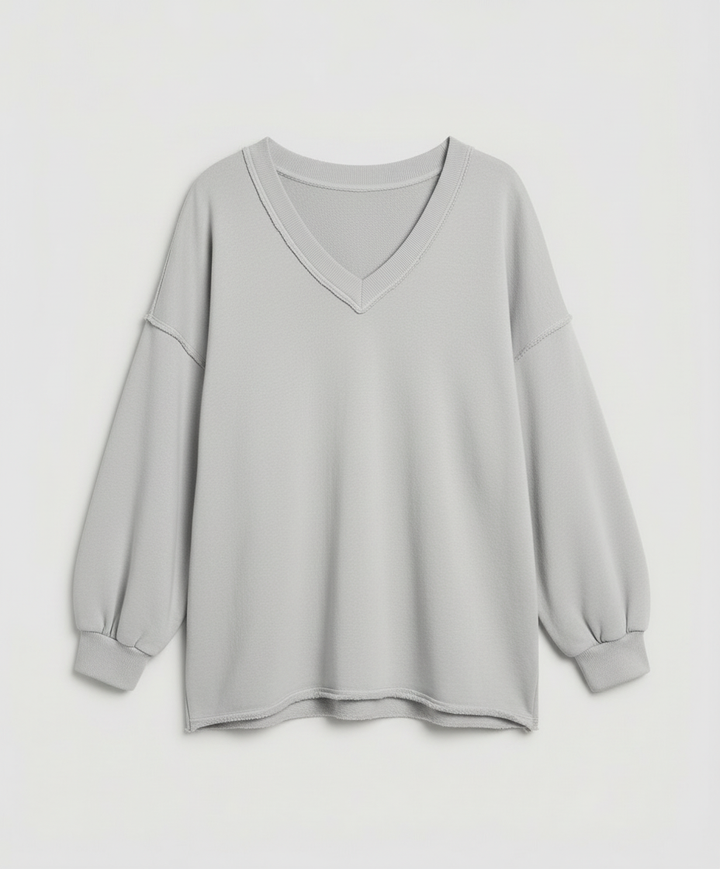 Oversized Damen V-Ausschnitt Sweatshirt | Drune